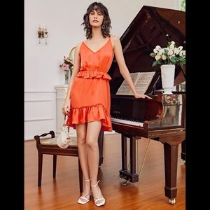 🔥 Macario Jimenez Ruffle Hem Solid Dress